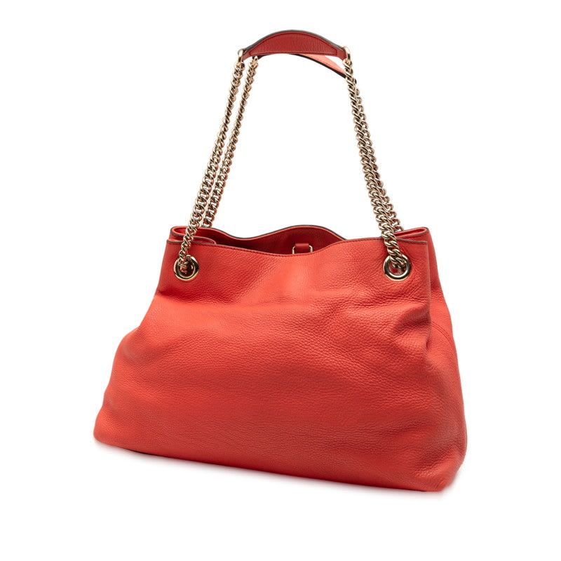 Gucci Soho Chain Shoulder Bag Handbag Orange Red Leather — view 3