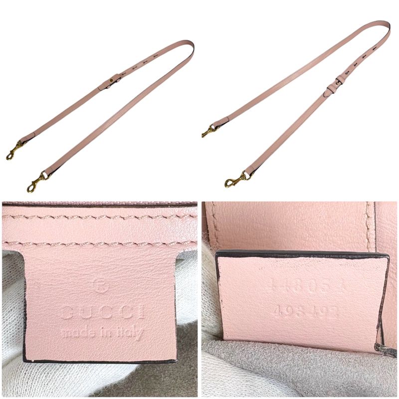 Gucci 2-Way Shoulder Bag Handbag GG Marmont Pink Leather Quilting