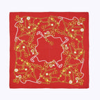 Chanel Scarf Bandana CC Logo Chain Pattern Handkerchief 80 Red Silk