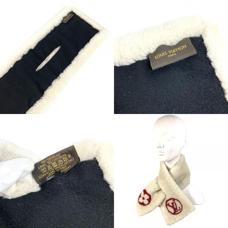 Louis Vuitton Muffler Echarpe Shear Ring Darling Cashmere White Scarf — view 9