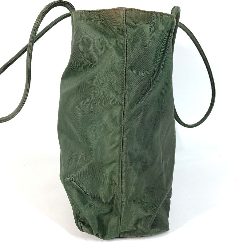 Prada Shoulder Bag Triangle Logo Plate Nylon Khaki