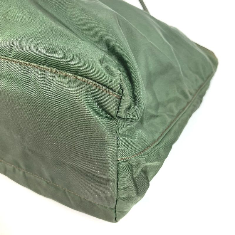 Prada Shoulder Bag Triangle Logo Plate Nylon Khaki