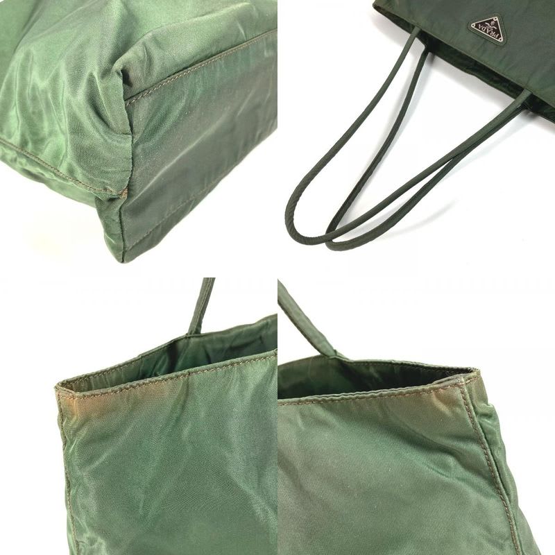 Prada Shoulder Bag Triangle Logo Plate Nylon Khaki