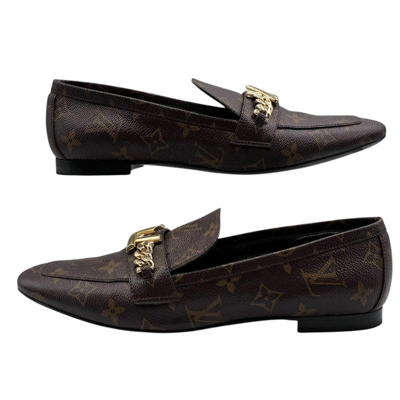 Louis Vuitton Loafer Leather Shoes Upper Case Line Monogram Flat — view 3
