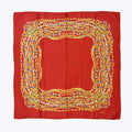 Chanel Scarf Bandana CC Logo Handkerchief 80 Red Silk