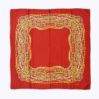 Chanel Scarf Bandana CC Logo Handkerchief 80 Red Silk