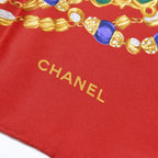 Chanel Scarf Bandana CC Logo Handkerchief 80 Red Silk — view 2