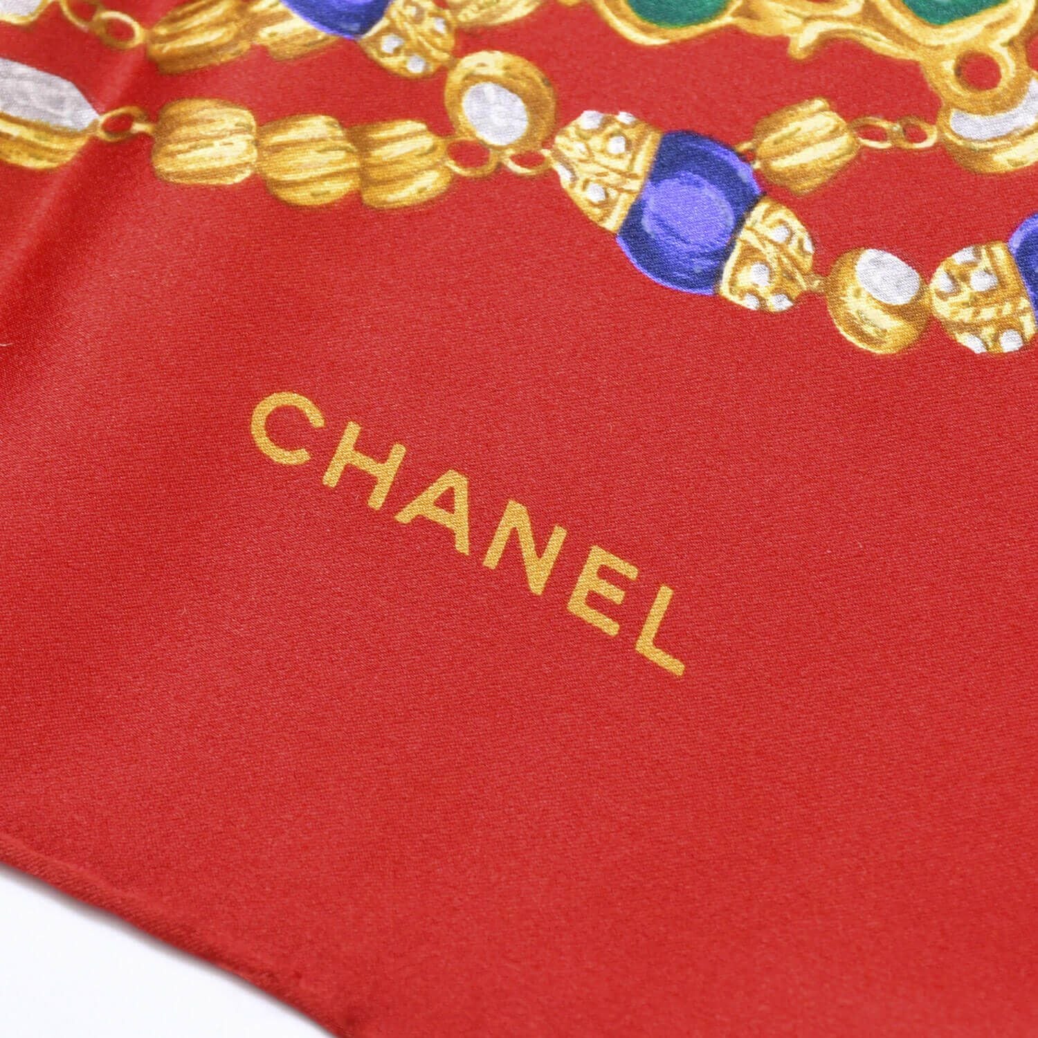 Chanel Scarf Bandana CC Logo Handkerchief 80 Red Silk — view 2