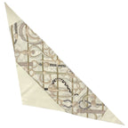 Hermes Triangle Scarf Horse Tack Pattern Silk Leather Cream — view 2