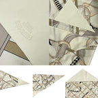 Hermes Triangle Scarf Horse Tack Pattern Silk Leather Cream — view 4