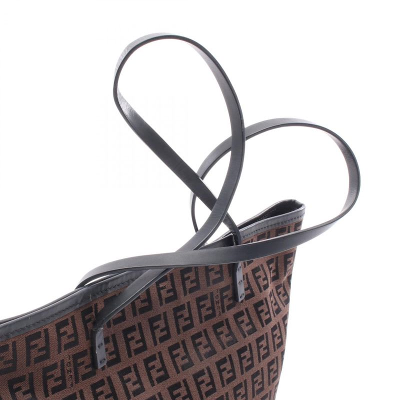 Fendi Tote Bag Zucchino 8 Bh075 Dark Brown Black Canvas Leather Mini — view 6