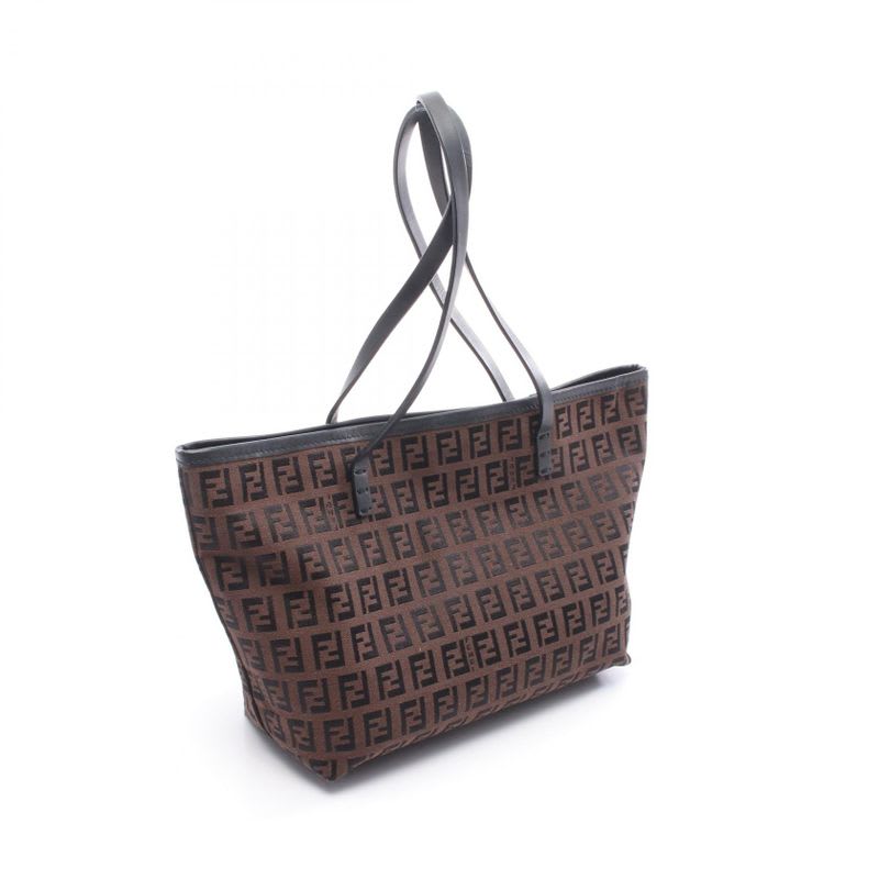 Fendi Tote Bag Zucchino 8 Bh075 Dark Brown Black Canvas Leather Mini — view 3