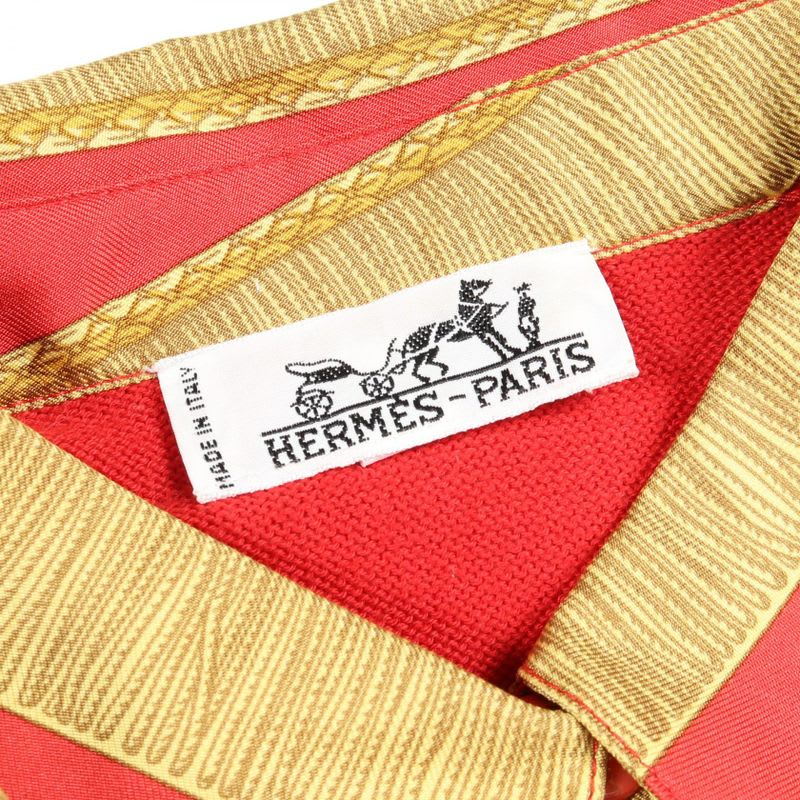 Hermes Knit Red Silk Cotton Scarf Shirt — view 3