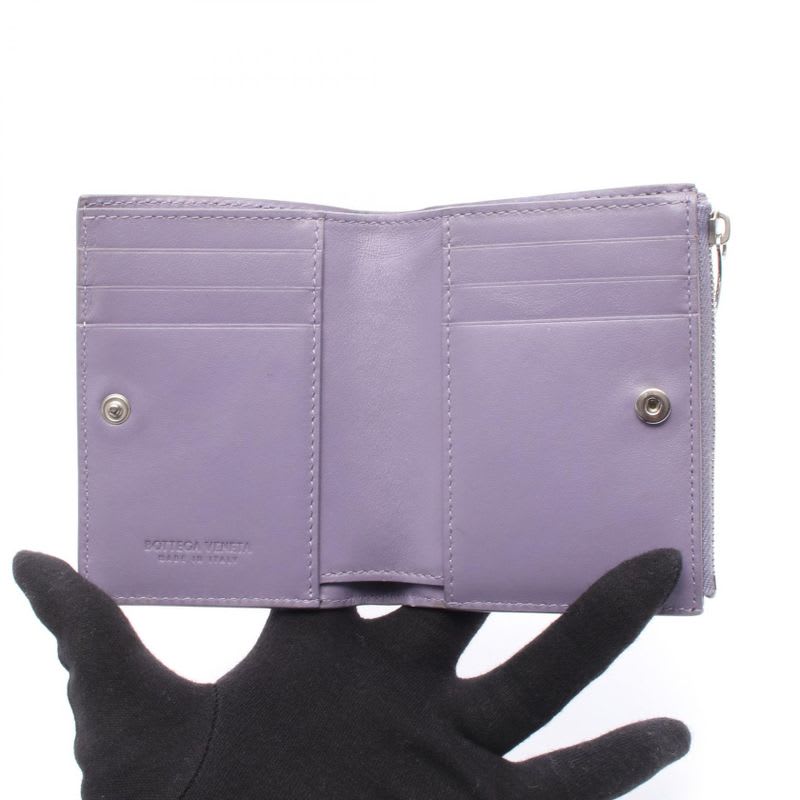 Bottega Veneta Bifold Wallet Intrecciato Purple Leather — view 3