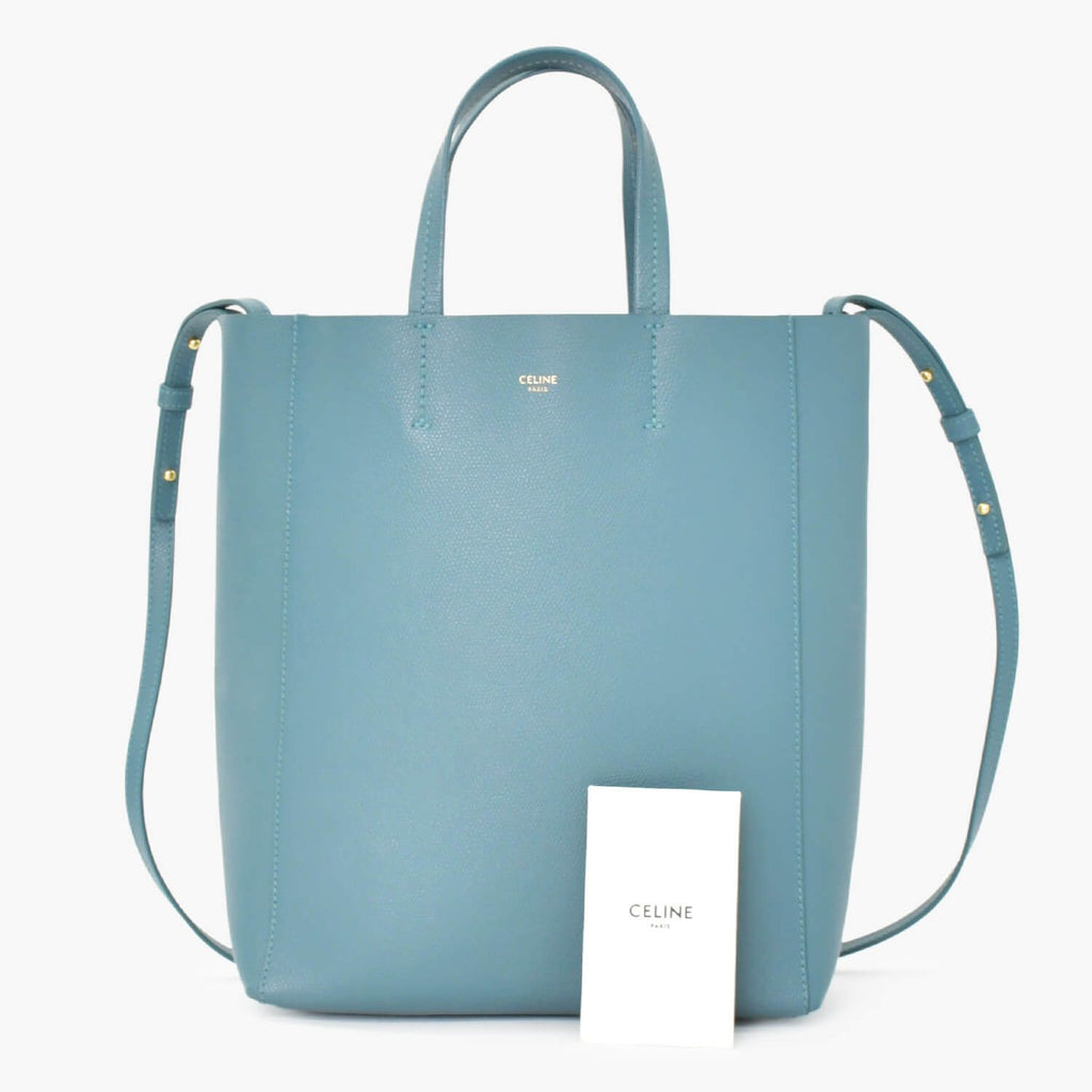 Celine Vertical Cabas Mall 2-Way Tote Bag Blue Celadon Calfskin Gold