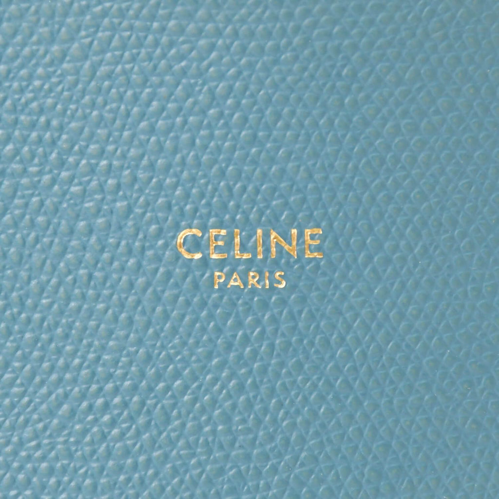 Celine Vertical Cabas Mall 2-Way Tote Bag Blue Celadon Calfskin Gold — view 6
