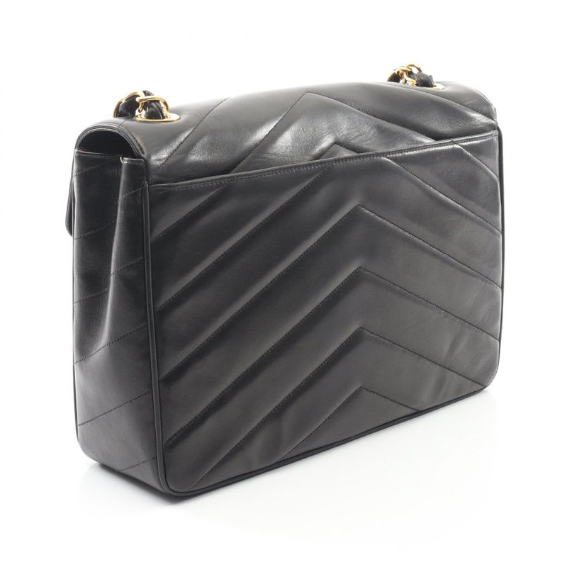 Chanel Shoulder Bag V Stitch Black Lambskin Chain