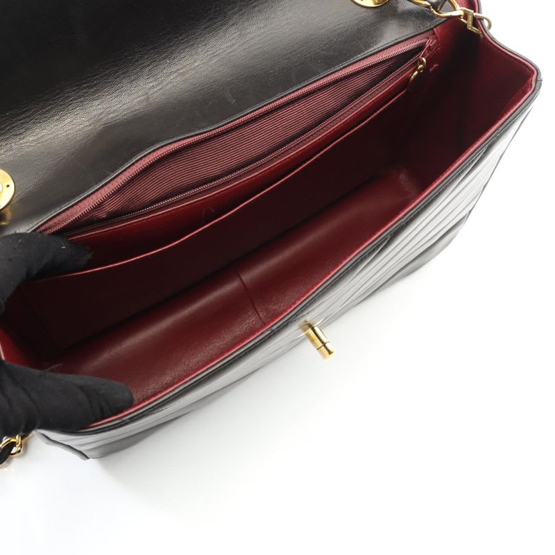 Chanel Shoulder Bag V Stitch Black Lambskin Chain
