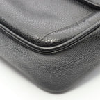 Chanel Shoulder Bag Black Leather Calf Chain