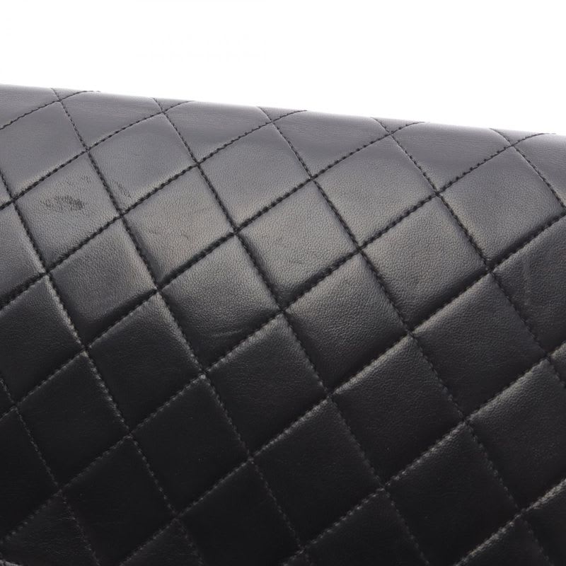 Chanel Shoulder Bag Quilted Full Flap Black Lambskin Push Lock