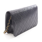 Chanel Shoulder Bag Quilted Full Flap Black Lambskin Push Lock