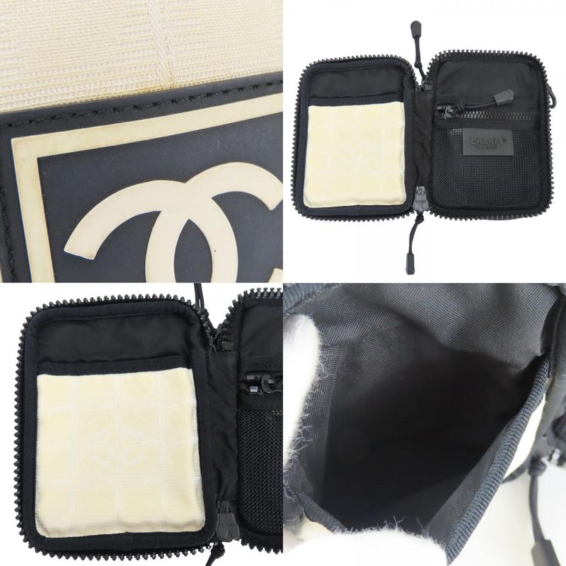 Chanel Shoulder Bag Sports Line Jacquard Nylon Ivory Black — view 7