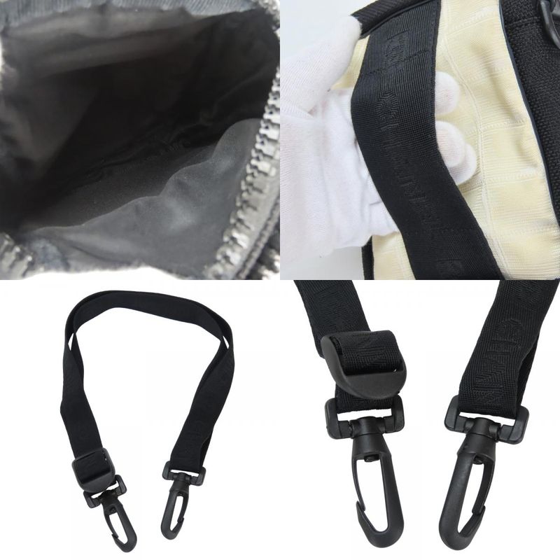 Chanel Shoulder Bag Sports Line Jacquard Nylon Ivory Black — view 9