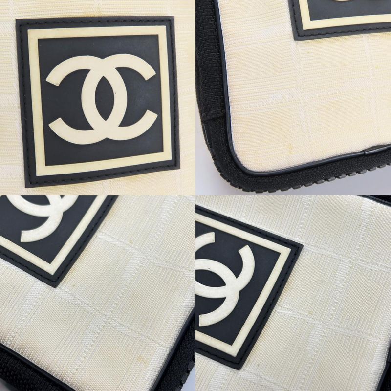 Chanel Shoulder Bag Sports Line Jacquard Nylon Ivory Black — view 6