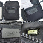 Chanel Shoulder Bag Sports Line Jacquard Nylon Ivory Black — view 8