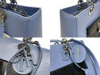 Dior Diorissimo 2-Way Handbag Blue Black Leather Silver — view 4