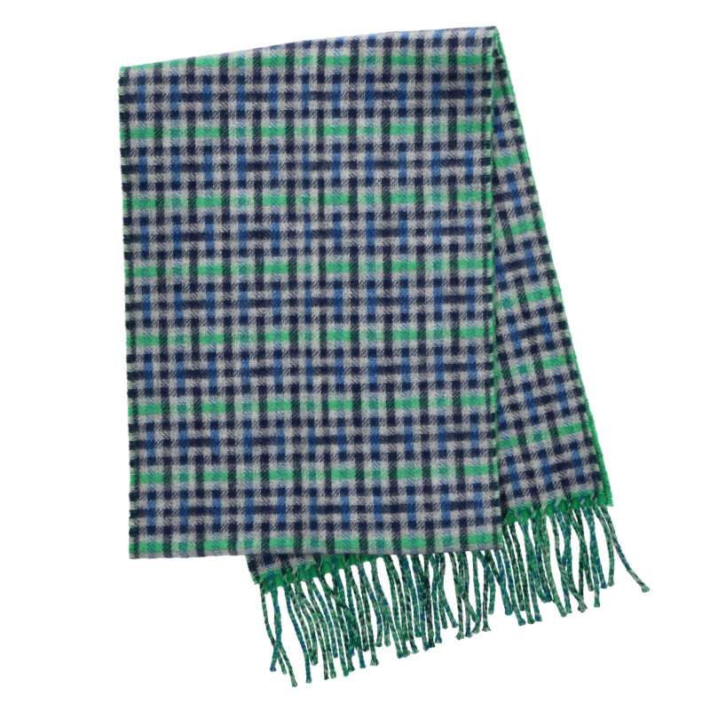 Hermes H Ecoce Recto Verso Plaid Cashmere Fringe Scarf — view 2