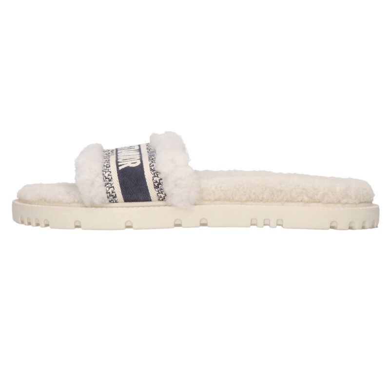 Christian Dior Logo Embroidered Fur Sandals 40 — view 2