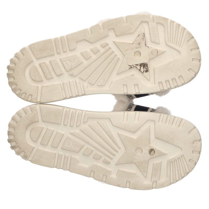 Christian Dior Logo Embroidered Fur Sandals 40 — view 3