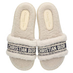 Christian Dior Logo Embroidered Fur Sandals 40 — view 4