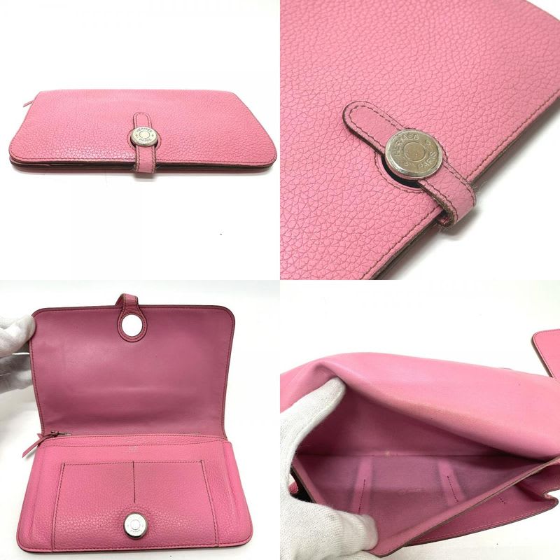 Hermes Long Wallet Dogon GM Taurillon Clemence Pink — view 6