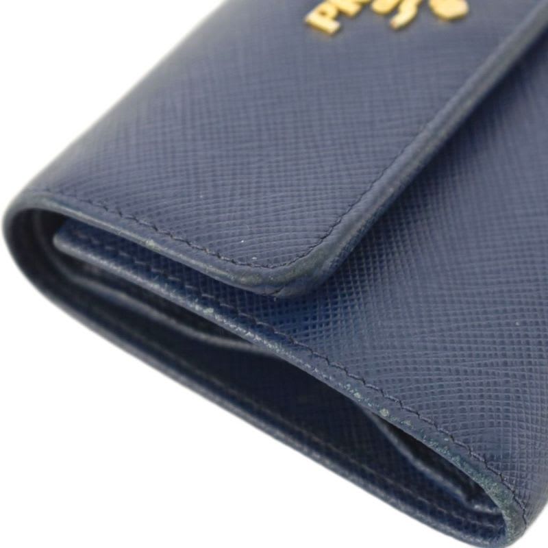 Prada Trifold Wallet Saffiano Leather Blue — view 5