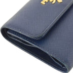 Prada Trifold Wallet Saffiano Leather Blue — view 5