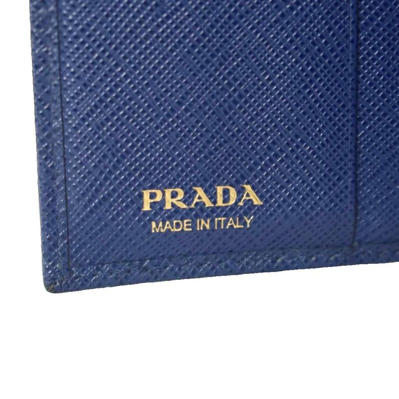 Prada Trifold Wallet Saffiano Leather Blue — view 7