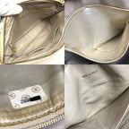 Chanel Shoulder Bag Logo Quilted Fringe Tassel Canvas Beige