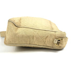 Chanel Shoulder Bag Logo Quilted Fringe Tassel Canvas Beige