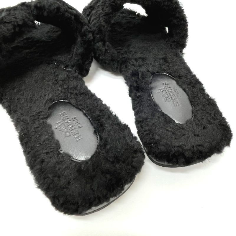 Hermes Sandals Oran Mouton Black — view 4