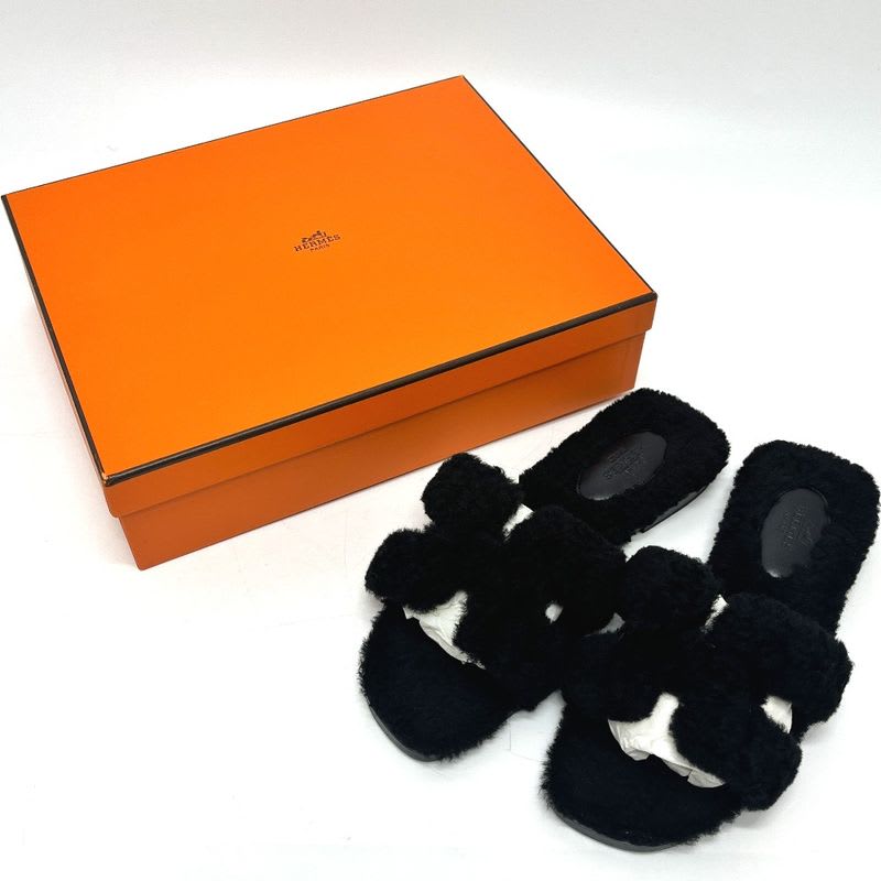 Hermes Sandals Oran Mouton Black — view 9