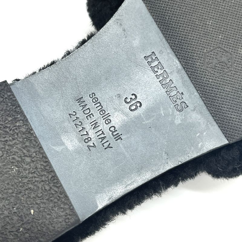 Hermes Sandals Oran Mouton Black — view 8