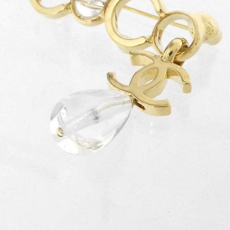 Chanel Gold-Toned Signature CC Clear Brooch — view 3