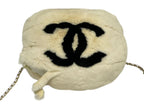 Chanel Hand Warmer Arm Rabbit Fur White Black Gold Gloves — view 2