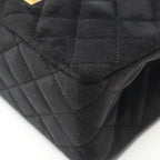 Chanel Shoulder Bag 2.55 Black Fabric Mini Quilted Chain