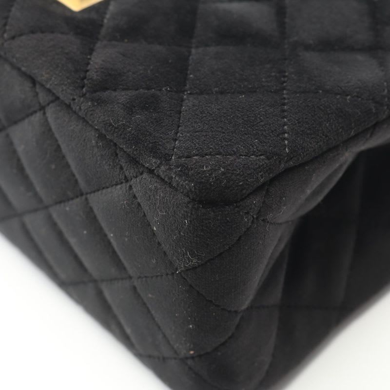 Chanel Shoulder Bag 2.55 Black Fabric Mini Quilted Chain