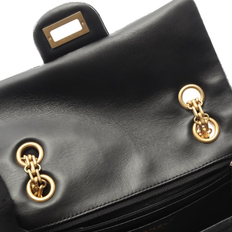 Chanel Shoulder Bag 2.55 Black Fabric Mini Quilted Chain