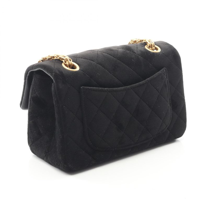 Chanel Shoulder Bag 2.55 Black Fabric Mini Quilted Chain