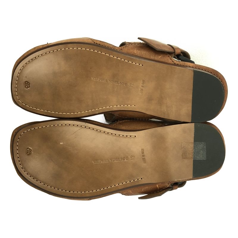 Bottega Veneta Leather Intrecciato Strap Sandals 42 Brown — view 5